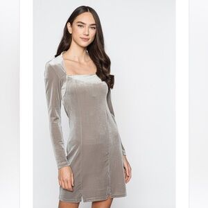 Vero Moda velvet long sleeve grey dress junior size large